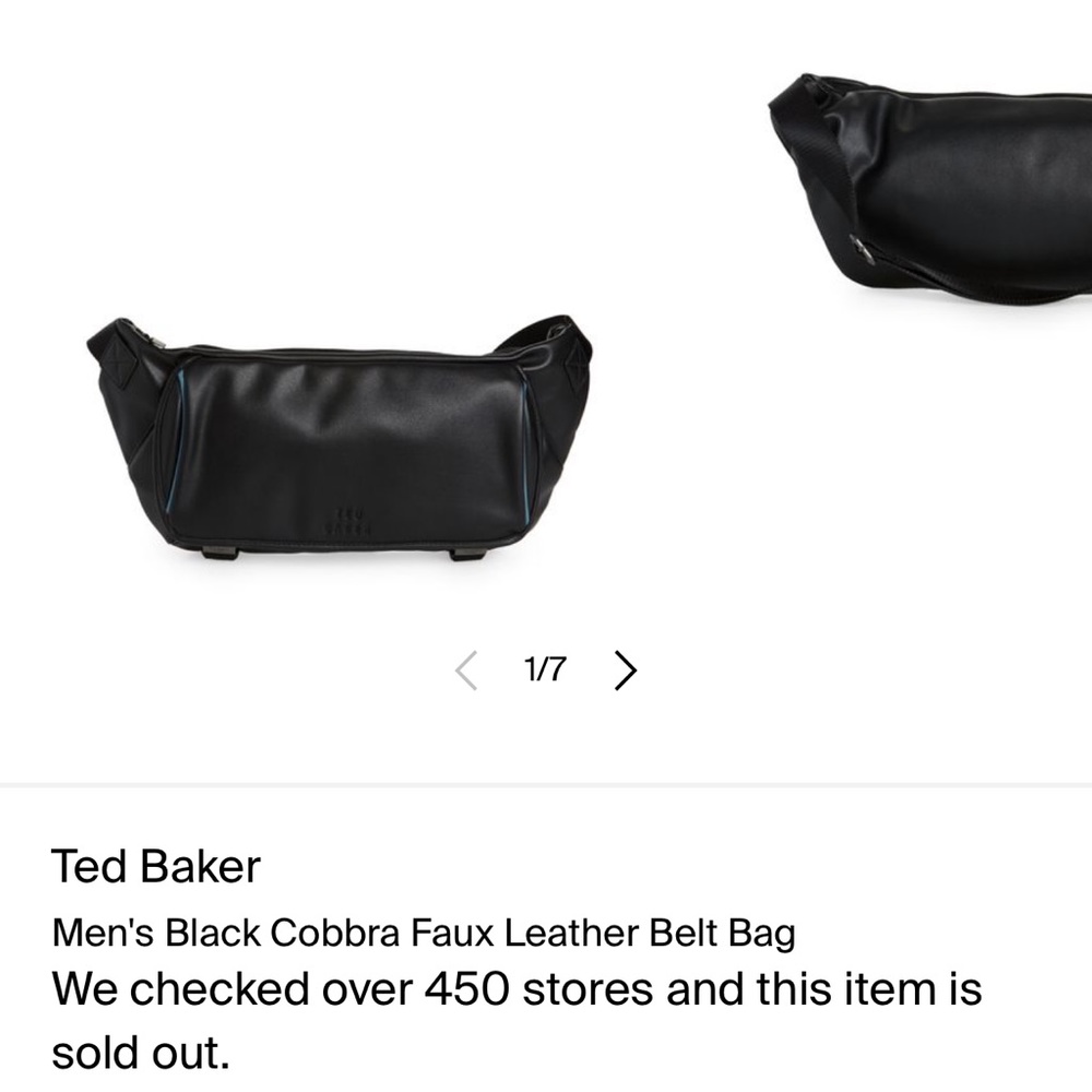 Ted Baker Cobbra Unisex Black Belt Bag Blue Trim - Picture 14 of 15